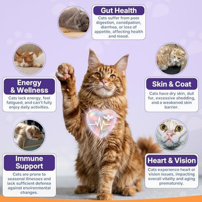 Taurine for Cats, Cat Vitamins & Multivitamin Treats, 500 Ct, Heart Support