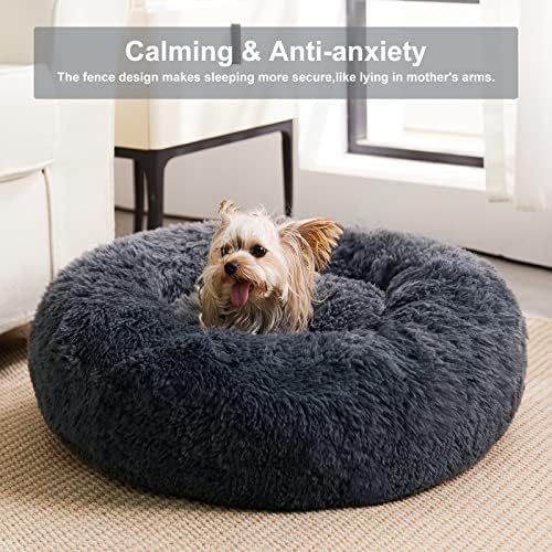 WNPETHOME Large Round Calming Dog Bed Cat Bed for Comfy Sleep