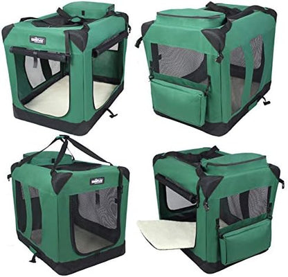 EliteField 3-Door Soft Dog Crate with Bed & Carrying Bag (2-Year Warranty)