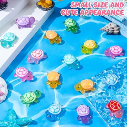 160Pcs Luminous Mini Resin Turtle Cute Tiny Turtle to Hide for Garden Micro