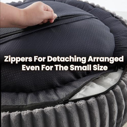 23 inches Calming Donut Dog Bed for Small Dogs,Charcoal