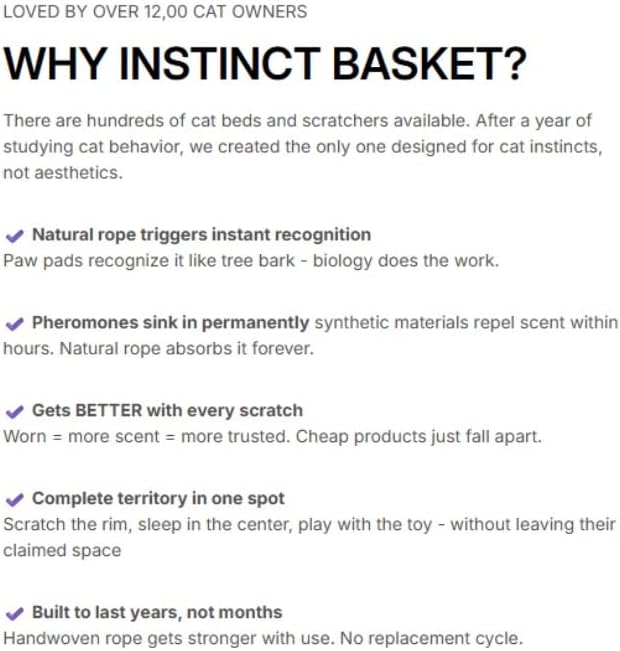 Instinct Basket | Meet The First Research-Backed Natural Territory for Indoor Cats (Grey,L)