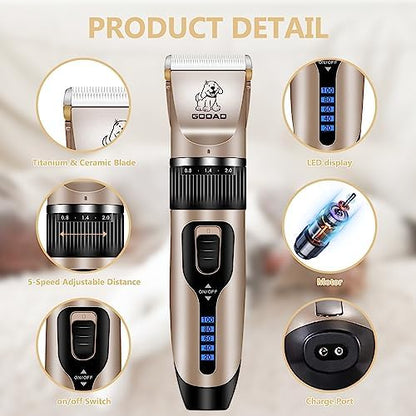 Dog Clippers Grooming Kit and Paw Trimmer for Heavy Thick Hair&Coats