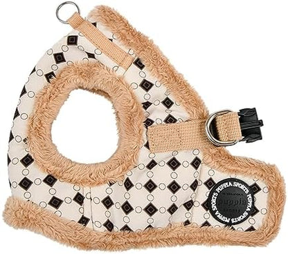Puppia Jace Vest Dog Harness Step-in Warm Winter Diamond Pattern for Small and Medium Dog, Beige, Small