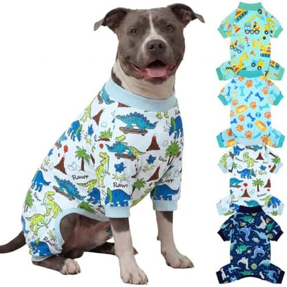 XPUDAC 4 Pack Dog Pajamas for Medium Large Sized Doggie Comfy Strechy Dog Pjs for Boy Puppy Clothes Cat Onesies Pet Outfits, 5XL