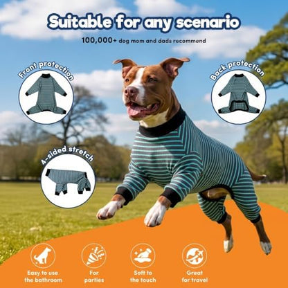 LovinPet Dog PJS Apparel for Large Dogs, Cyan Blue Stripe, XL