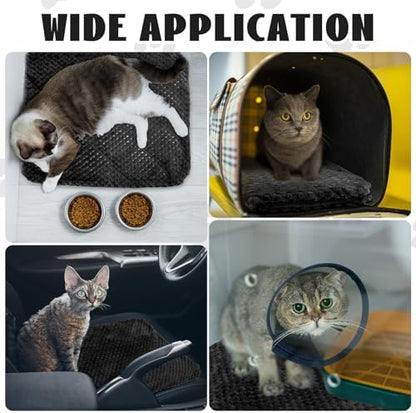 Drydiet 4 Pcs Self Heating Cat Pad Self Warming Cat Bed Dog Heating Pad Washable Thermal Pet Mat for Indoor Outdoor Pet 16 x 20 Inch Removable Non Slip(Black)