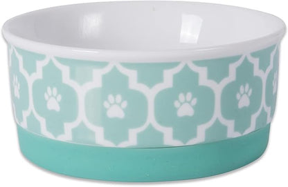 Bone Dry Lattice Collection Pet Bowl & Canister, Single Dish, Small 4.25x2", Aqua