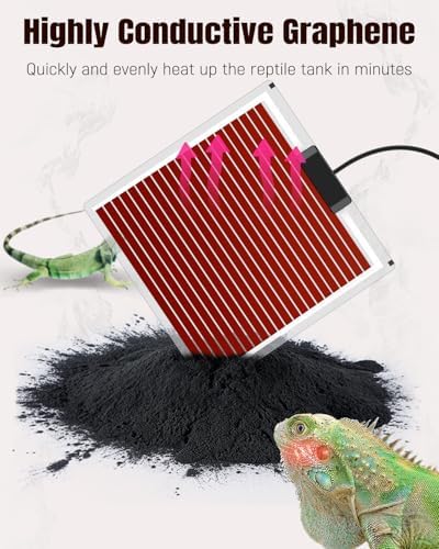 Pawfly 28 W Reptile Heat Pad 11 x 11 Inch Reptile Heating Pad Under Tank Terrarium Safe Fast Heating Mat Heat Mat for Turtles Frogs Snakes Lizards Geckos Hermit Crabs Spiders & Other Reptiles