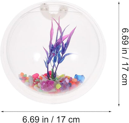 Alipis Transparent Creative Wall Mounted Fish Tank Acrylic Fish Bowl Hanging Aquarium for Home Decor 6.7 Inch Space Saving Wall Aquarium Suitable for Betta and Air Plants