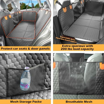 Dog Bed for car Back seat, Dog Back seat Cover Hard Bottom, Leather