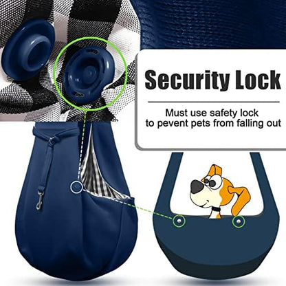 Tomkas Small Dog Sling Carrier - Zipper Pocket & Adjustable Strap - for 3-10 lbs Pets(Dark Blue)