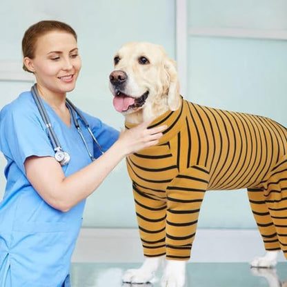Kuoser Recovery Suit for Medium Dogs After Surgery, Long Sleeve Dog Surgery Recovery Suit, Dog Onesie for Abdominal Wounds Skin Disease, Yellow M