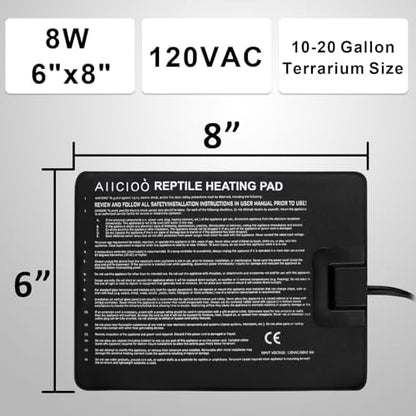 Aiicioo Reptile Heating Pad - Hermit Crab Heater Heat Mat for Reptiles Snake Lizard Terrarium 8 Watt (Pack of 4)