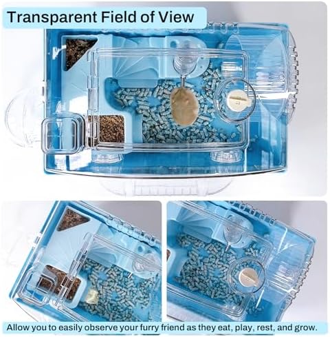 Tfwadmx Acrylic Dwarf Hamster Cage Small Animal Cage Mouse Habitat,Blue