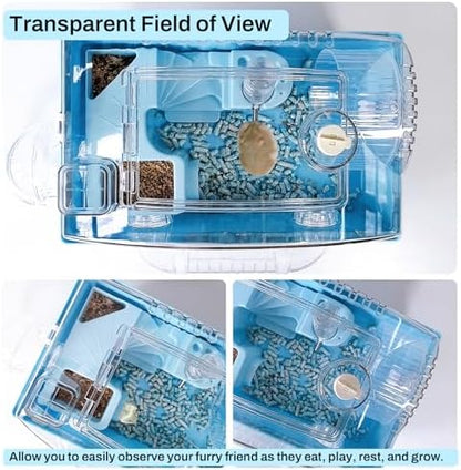 Tfwadmx Acrylic Dwarf Hamster Cage Small Animal Cage Mouse Habitat,Blue