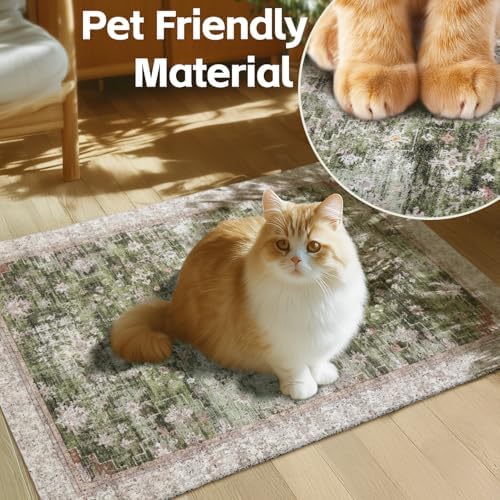 Cat Litter Mat Litter Trapping Mat, 24"x15" Waterproof Urine Proof Litter Box Mat Catcher Mat Non-Slip Washable for Kitty Kitten, Green