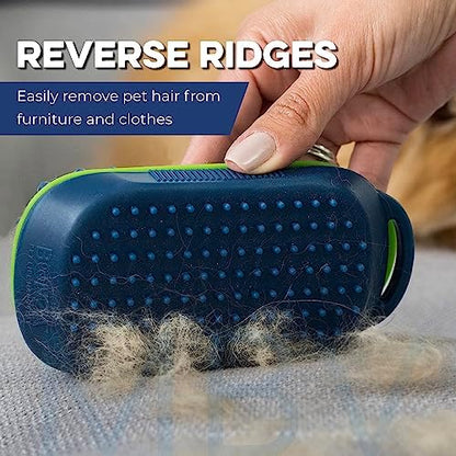 Bonza Silicone Dog Brush - Dog Brush for Shedding & Massage, Cat Bath Scrubber for Easy Shampoo, Pet Grooming Tool with Removable Hair Screen, Navy Blue, Silicone