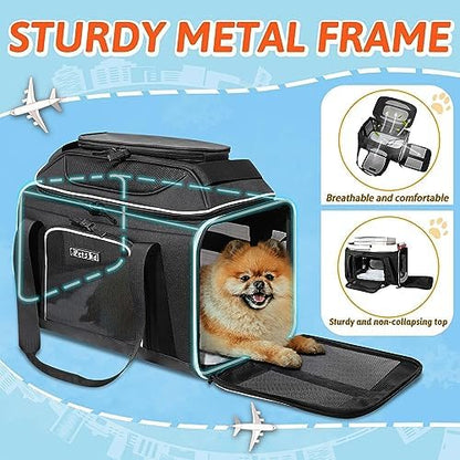Petskd Top-Expandable Small Pet Carrier 17"x11"x9.5" Airline Approved