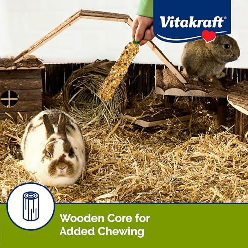 Vitakraft Crunch Sticks Rabbit Treat - Triple-Baked Rabbit Chews with Natural Wood Center - Crunchy & Nutritious Treats for Small Animals (Carrot and Honey, Pack of 6)