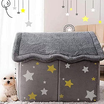 BXEBUI Dog House Indoor Memory Sponge, Foldable Dog House Kennel Bed Mat with Cushion for Small Medium Large Dogs Cats, Winter Warm Cat Nest Puppy Cave Sofa Pet Products (Medium)