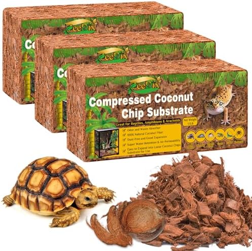 ZeeDix Coconut Husk Chip Substrate for Reptiles, 3 Pack Coconut Husk Mulch