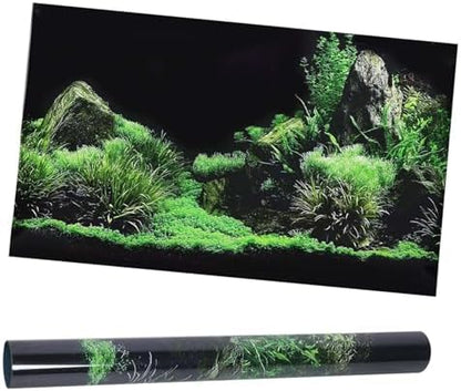 Aquarium Poster, Seafloor Water Grass Fish Background Decoration 3D PVC Self Adhesive Fish Wallpaper Sticker for Aquarium Fish Decoration(24.0 x 15.7in)