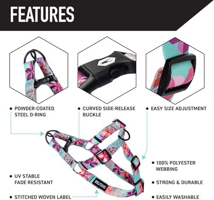 Wolfgang Heavy Duty Adjustable Dog Harness, Pull-Tested to Over 800 lbs for Walking & Training, DigiFloral Print, Large
