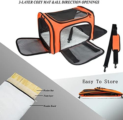 Soft Sided Carrier for Small Medium Cats Dogs,TSA Airline Approved Collapsible Travel Pet Carrier (Medium, Orange)