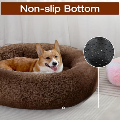 JOLLYVOGUE Dog Bed, Calming Anti-Anxiety Large Dog Bed, Fluffy Donut Cushion for Medium and Large Pets (31")