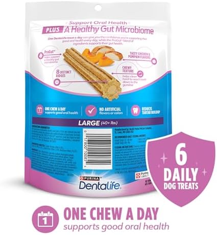 Dentalife Purina Plus Digestive Support Dog Treats, Large, 6 ct Pouch