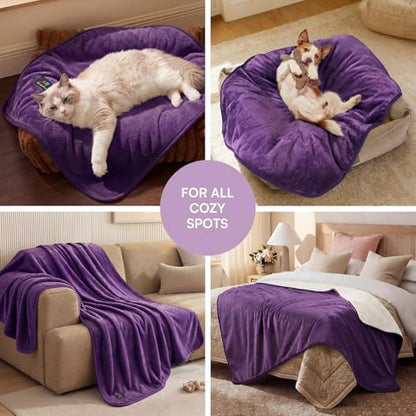 Luciphia Waterproof Pet Blanket, Washable Reversible Sherpa Fleece Throw