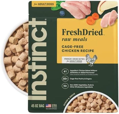 Instinct Freeze Dried Meals, Natural Dog Food, Cage-Free Chicken, 45 oz Bag