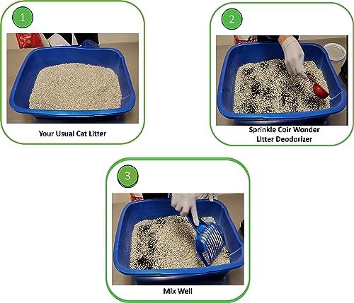 Coir Wonder Cat Litter Deodorizer – 2.2 Lb Activated Charcoal Carbon – Odor Eliminator for Litter Box, Chicken Coop, Small Animal Enclosures – Extends Litter Life – Natural Pet Odor Control Granules