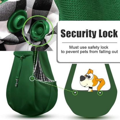 Tomkas Small Dog Cat Sling Carrier Puppy Purse Travel Wrap Soft Crossbody Pet Bag (Emerald Green, M - Zip Pocket & Adjust Strap)