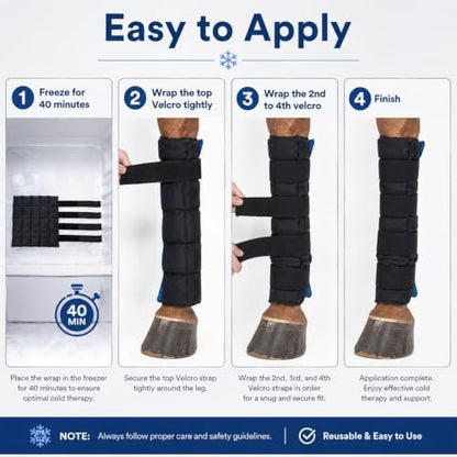 LOVIVO 1 Pack Reusable Gel Horse Ice Boots, Adjustable 4 Leg Cooling Wraps