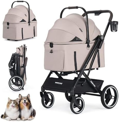 X3 3 in 1 Pet Stroller for Medium Dogs Cats Up to 55 lbs or Two Small Pets