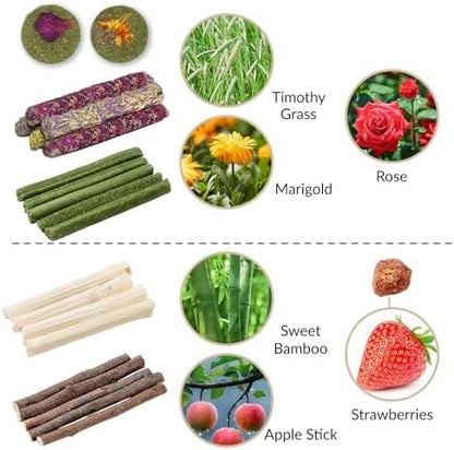 45 PCS Hamster Chew Toys, Natural Boredom Relief and Teeth Trimming Toys to Prevent Dental Overgrowth and Relieve Stress, for Syrian Dwarf Hamsters, Fancy Rats, Mice, Gerbils, Omnivorous Pocket Pets