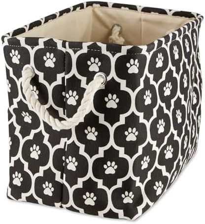 Bone Dry Pet Storage Collection Lattice Paw Print, Black, Small Rectangle