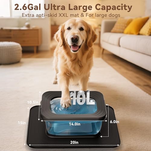 10L No Spill Dog Water Bowl Stainless Steel for Messy Drinkers