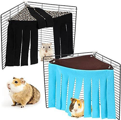 Shappy 2 Pcs Guinea Pig Hideout Hideaway Cage Hammock, Leopard