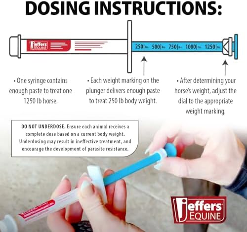 Jeffers Ivermectin Gel Dewormer for Horses - Apple Flavored, Broad Spectrum Dewormer Paste - Effective Parasite Control for Worms, Pinworms, Bots & More - Safe for Equine of All Ages- 6 Pack