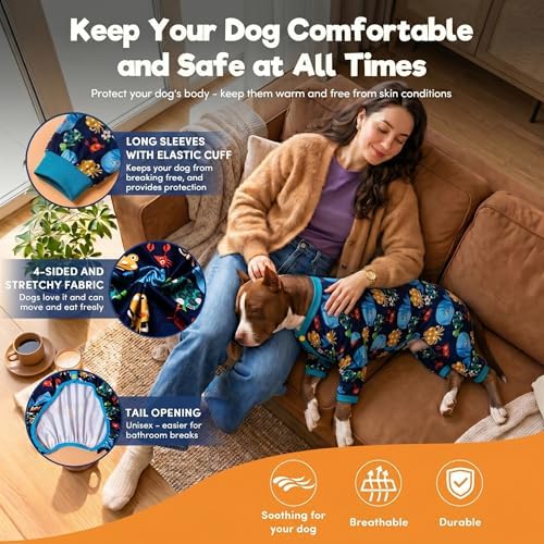 LovinPet Large Dog Pajamas, Pet Pajamas, Marine Life Print, L