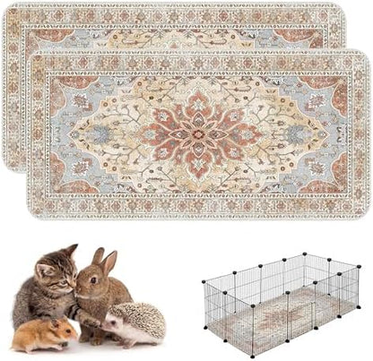 Washable Guinea Pig Pee Pads,Absorbent Reusable Guinea Pig Cage Liners,Waterproof,Leak-Proof & Non-Slip Potty Pads for Small Animals Rabbit Hamster Rat.(Orange Amber Floral,24"x48")