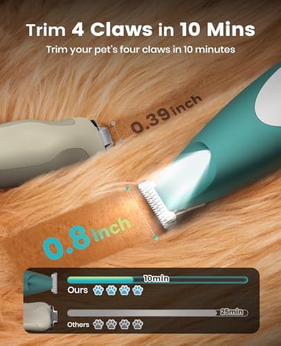 oneisall Low-Noise Dog Paw Trimmer with LED Light (Green)