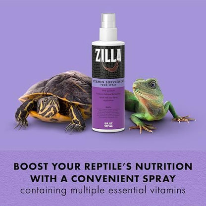 Zilla Vitamin Supplement Food Spray, Reptile Multivitamin, 8 Ounces