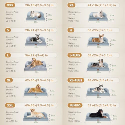 MEKIY Orthopedic Waterproof Jumbo Dog Bed with Bolster for Extra Large Dogs