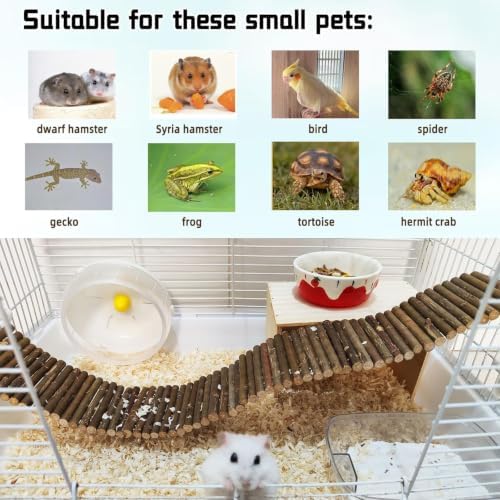 25.6 × 3.9 in Wood Hamster Bridge Rat Climb Toys for Gerbil Mouse Squirrel