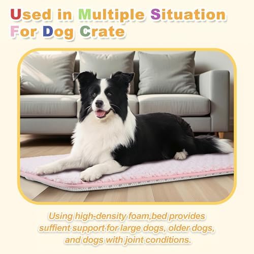 Dog Bed for Crate Pad, High Resilience Foam Crate Mat Bed, 35x22, Pink