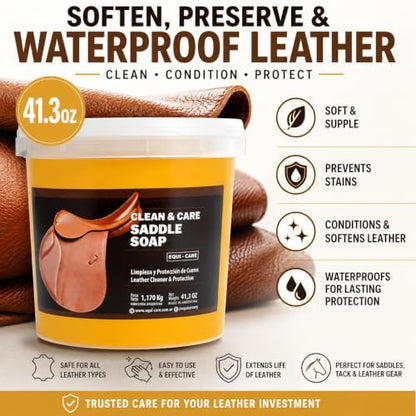 EQUI - CARE: Clean & Care Saddle Soap, Glycerin-Based soap with Added Moisturizers Designed to Clean and Condition Leather. Keep Your Leather tack and Equipment in top Condition.